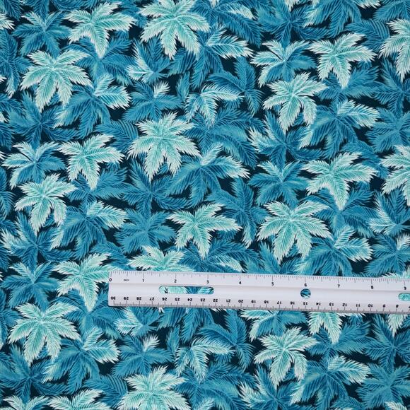 Blue & Teal Palm Fronds Fabric by The Kesslers for Andover Fabrics - 1/2 Yard - Picture 2 of 7